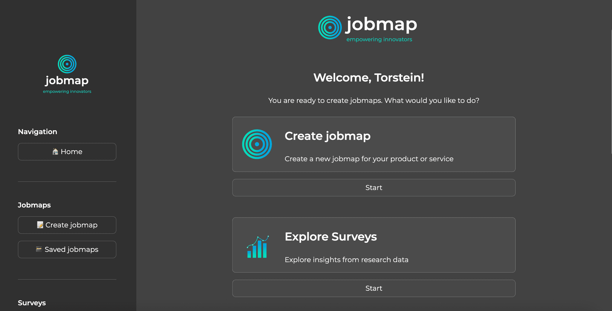 jobmap platform interface showing AI-powered customer job mapping and insights dashboard